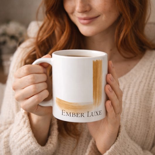 Burnished Luxe Brushed Gold Stripe Ceramic Mug