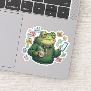 Burnout Kikker Overweldigd Werk Van Thuis Sticker