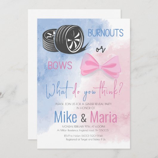 Burnouts of Bows onthullen uitnodiging voor een fe (Voorkant / Achterkant)