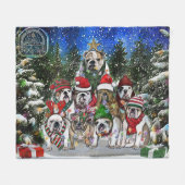 Burns Bunch Kerst Engelse Bulldog Tree Fleece Deken (Voorkant (Horizontaal))