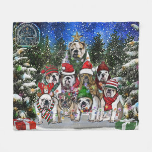 Burns Bunch Kerst Engelse Bulldog Tree Fleece Deken