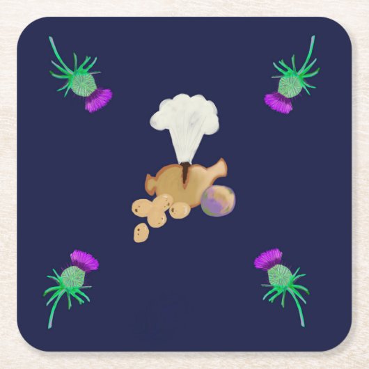 Burns supper vierkante kartonnen onderzetter (Voorkant)