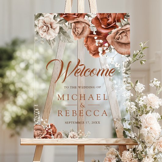 Burnt Boho Terracotta Floral Wedding Welcome