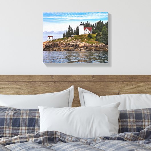 Burnt Coat Harbour Lighthouse Maine Wrapped Canvas (Insitu (Slaapkamer))