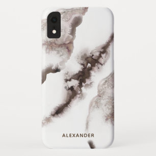 Burnt Hue Waterverf Ombre Marble Monogram iPhone XR Hoesje