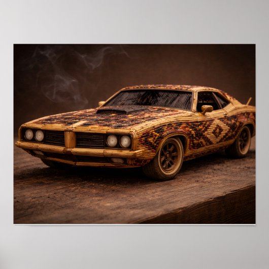Burnt Match Vintage Muscle Car — Affiche Texturée (Devant)