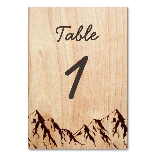 Burnt Mountain in Wood Rustieke Tafel Nummer Kaart (Voorkant)
