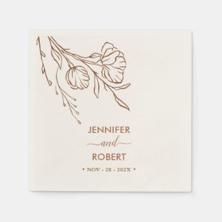 Burnt Orange Botanical Simple Elegant Wedding  Servet