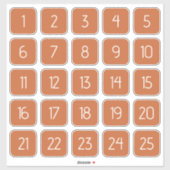 Burnt Orange Customizable Square Number Stickers  (Feuille)