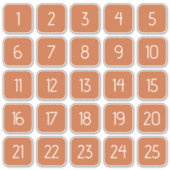 Burnt Orange Customizable Square Number Stickers  (Voorkant)