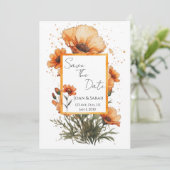 Burnt Orange Flowers Wedding Invitation (Debout devant)