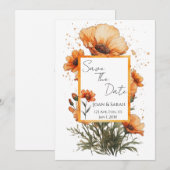 Burnt Orange Flowers Wedding Invitation (Devant / Derrière)