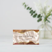 Burnt Orange Gold Agate Ivory Luxury Microblading Visitekaartje (Staand voorkant)
