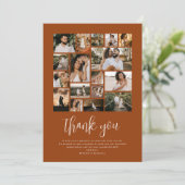 Burnt Orange Mariage Photo Collage Carte de remerc (Debout devant)