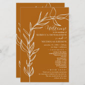 Burnt Orange Minimal Arch Wedding Programme (Devant / Derrière)