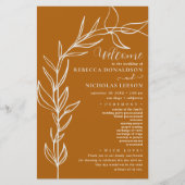 Burnt Orange Minimal Arch Wedding Programme (Devant)