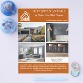 Burnt Orange Real Estate Home Listing 2 Sided Flyer (Enkel)
