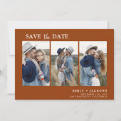 Burnt Orange Save the Date 3 Photo Simple (Devant)