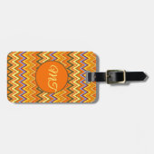 Burnt Orange Terracotta Chevron ZigZag Personalize Bagagelabel (Voorkant horizontaal)