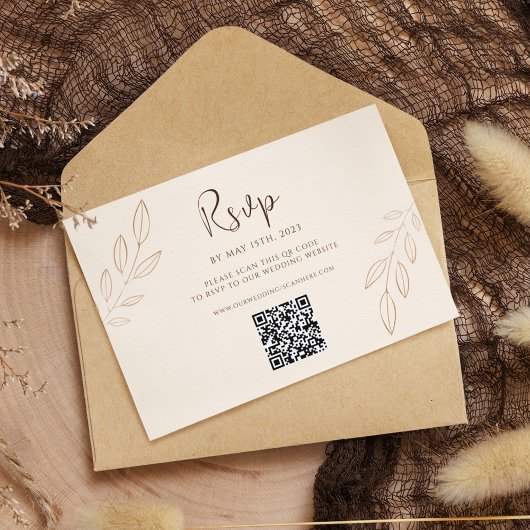 Burnt Oranje Boho Wedding RSVP QR Code Kaartje