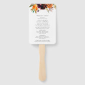 Burnt Oranje Burgundy Floral Fall Wedding Programm Handwaaier (Achterkant)