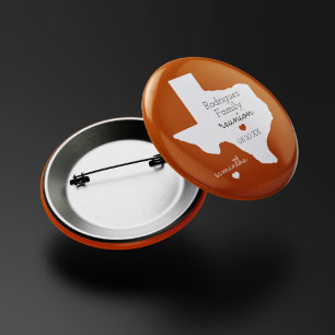 Burnt Oranje State of Texas Family Reunion Ronde Button 5,7 Cm