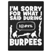BURPEES - Funny Novelty Workout Klembord (Achterkant)