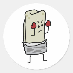 Burrito Boxer Fighter met rode bokshandschoenen Ronde Sticker