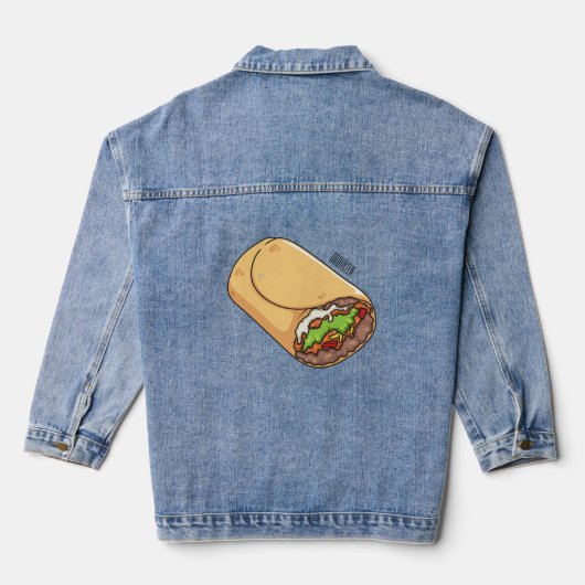 Burrito cartoon illustratie denim jacket (Achterkant)