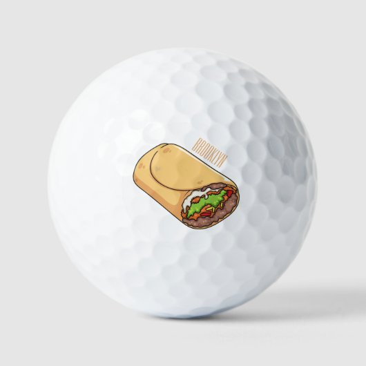 Burrito cartoon illustratie golfballen (Voorkant)