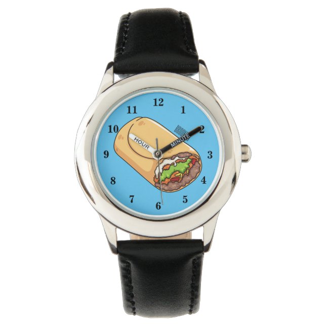 Burrito cartoon illustratie horloge (Voorkant)