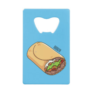 Burrito cartoon illustratie kredietkaart flessenopener