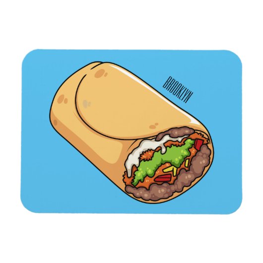 Burrito cartoon illustratie magneet (Horizontaal)