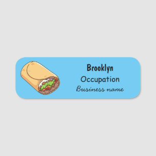 Burrito cartoon illustratie naamplaatje