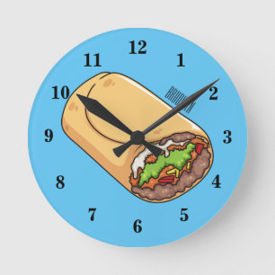 Burrito cartoon illustratie ronde klok