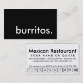burritos. carte perforée de fidélité (Devant / Derrière)