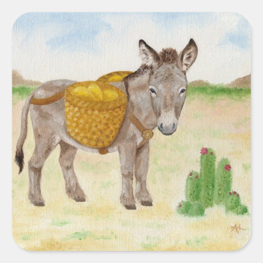Burro met Basket sticker (Voorkant)