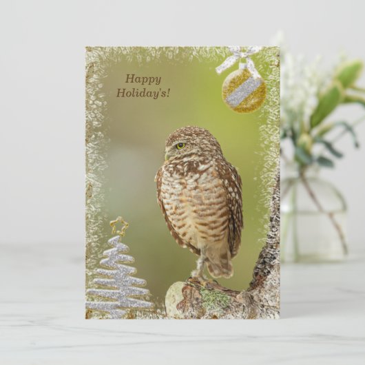 Burrowing Uil Kerst Kaart (Staand voorkant)