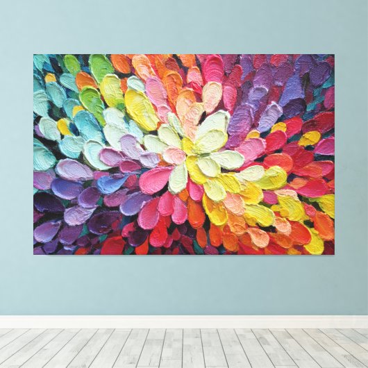 Burst de Pétales Multicolores Art Mural Abstrait (Insitu (Plancher de Bois))