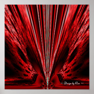 Burst - Rood n Witte Fractal Poster