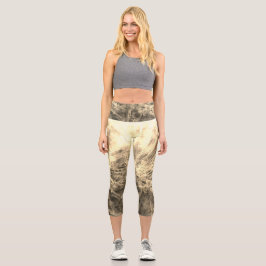 Burstful Gold Legging Capris for women