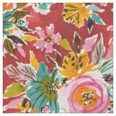 BURSTING Bold Rouge Aquarelle tissu floral (Fermer)