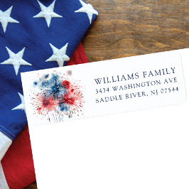 Bursting Fireworks Patriotic Return Address Label
