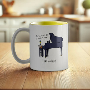 Burt Quackarach Eend Grappige Pianospeler Kunstwer Tweekleurige Koffiemok