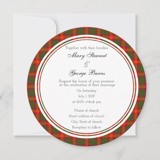 Burtish Mariage Round Invitation (Devant)