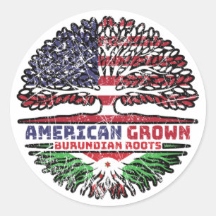 Burundi Burundian American USA Tree Roots Flag Ronde Sticker