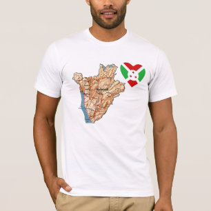 Burundi Flag Hart en kaart T-shirt