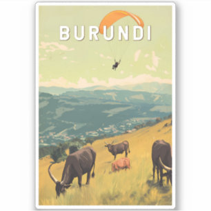 Burundi Illustratie Reizen Art Vintage Sticker