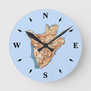 Burundi Map Clock Ronde Klok