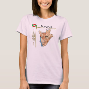 Burundi Map + Vlag + Titel T-Shirt